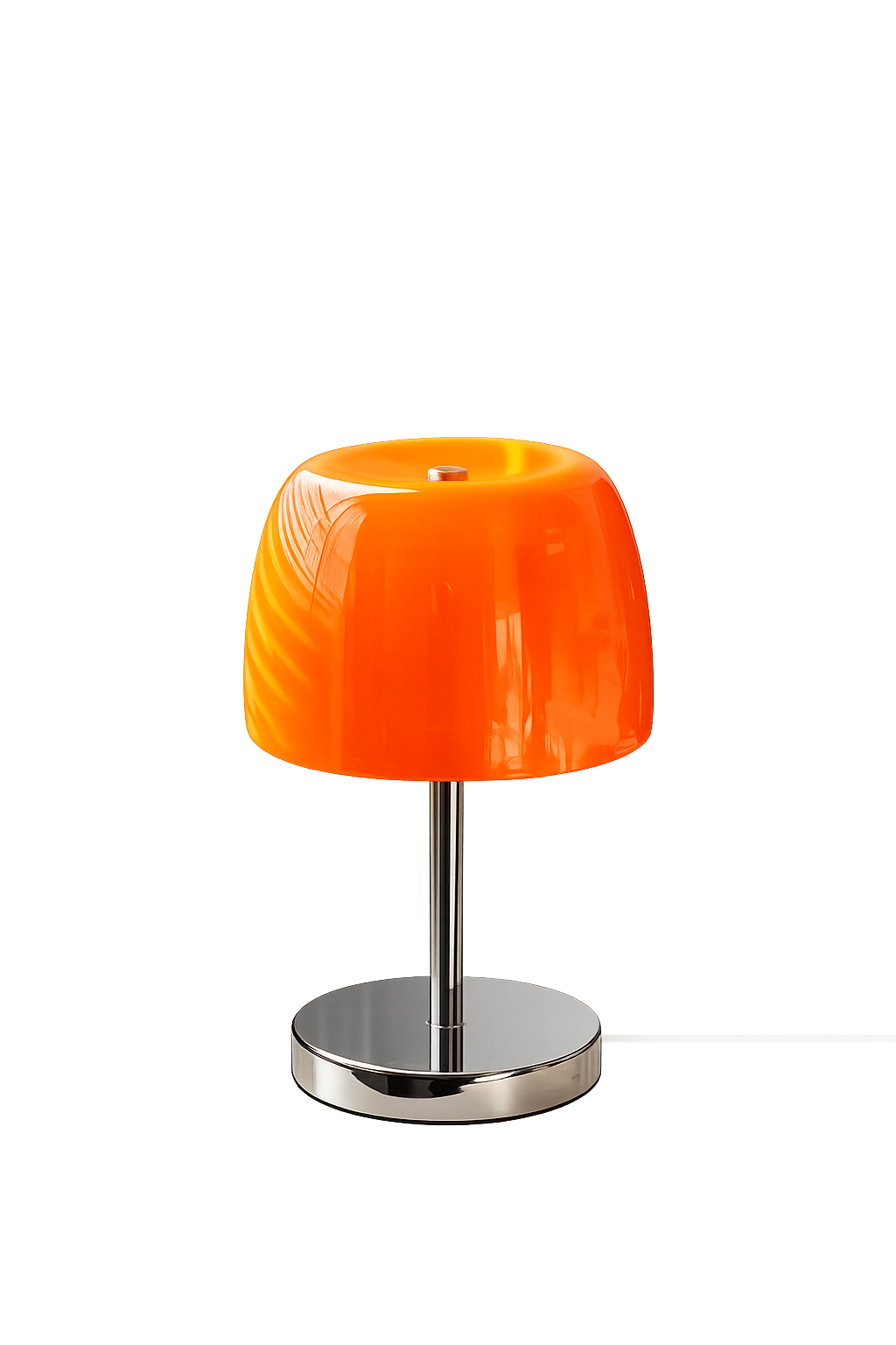 ASCEND 21 Amber Halo Tischlampe Orange – Designlampe aus Glas mit Kabel, Chromfuß, Retro Tischleuchte für Wohnzimmer, Schlafzimmer, Nachttisch, Sideboard & Büro