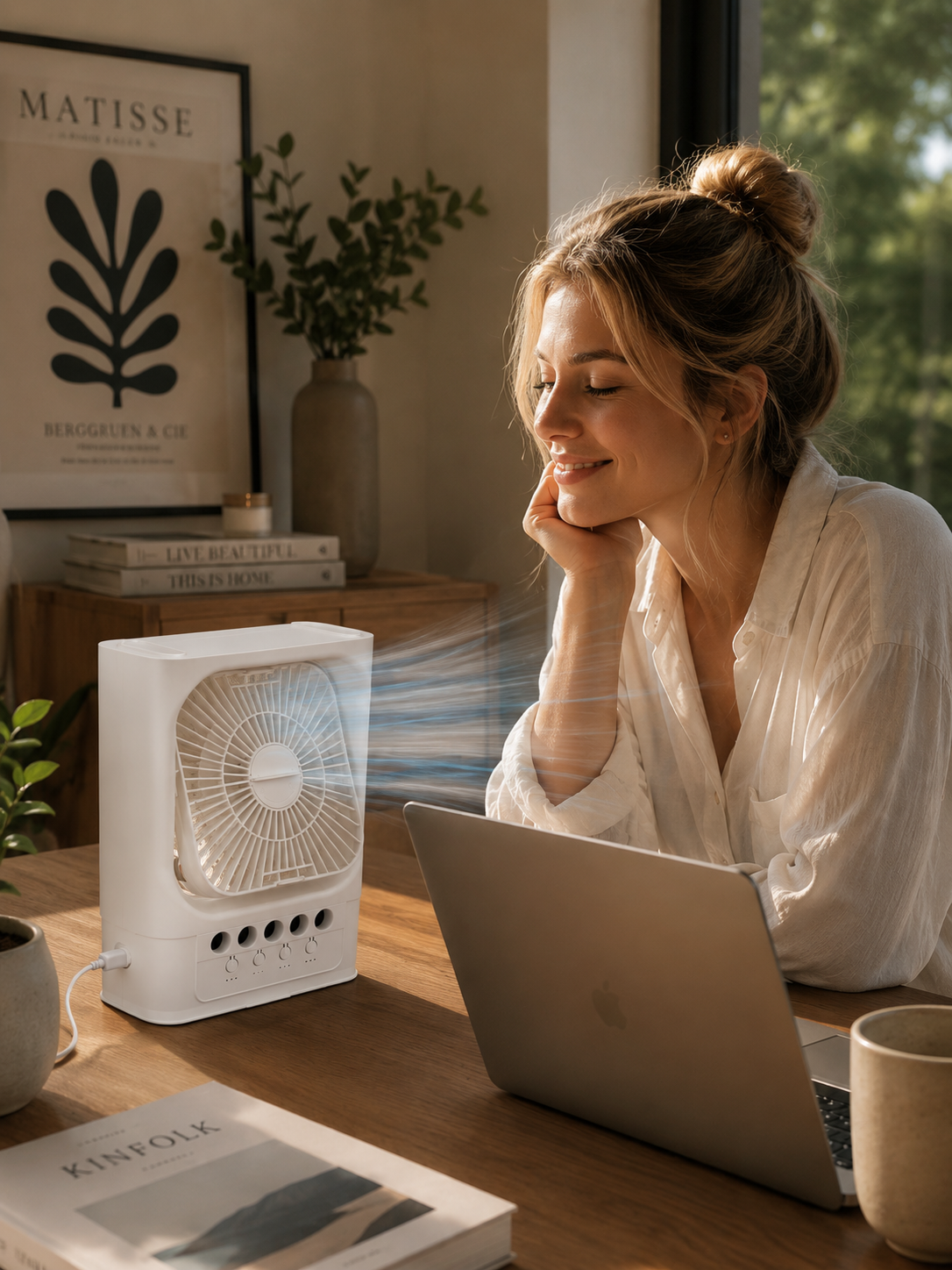 ASCEND 21 Arctic Breeze Mini Luftkühler – Mobiler USB Luftkühler mit Wassertank und Ventilator | Kompakter Tischventilator für Büro, Schlafzimmer & Zuhause