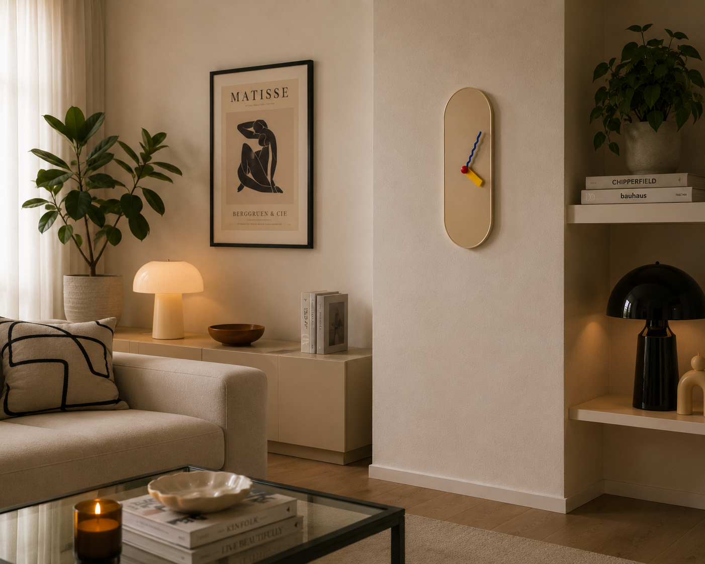 ASCEND 21 WaveTime Capsule Clock – Moderne Design-Wanduhr mit kreativen Wave-Zeigern, Lautloses Uhrwerk, Minimalistische Uhr für Wohnzimmer, Büro, Küche, Flur & Home Office