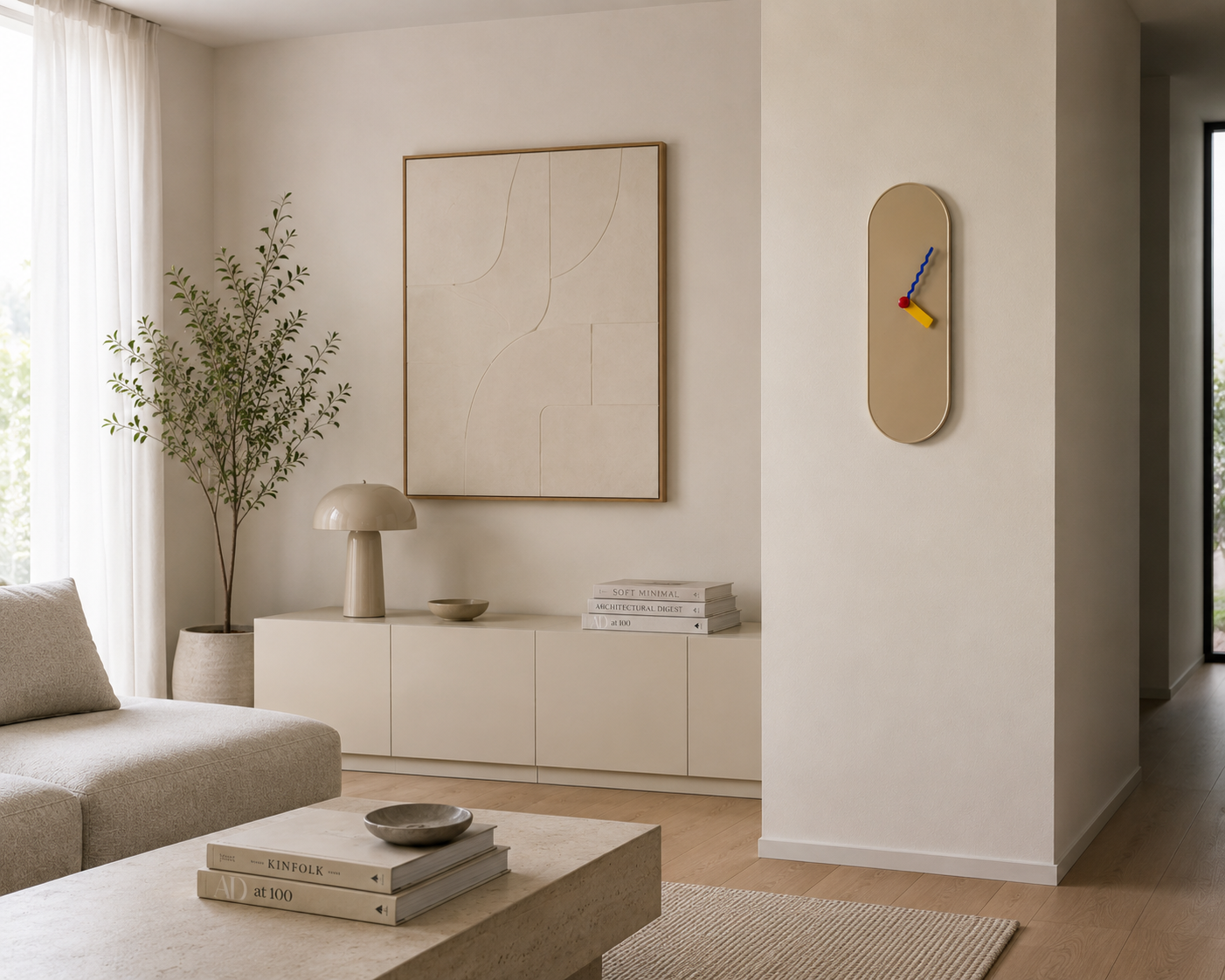 ASCEND 21 WaveTime Capsule Clock – Moderne Design-Wanduhr mit kreativen Wave-Zeigern, Lautloses Uhrwerk, Minimalistische Uhr für Wohnzimmer, Büro, Küche, Flur & Home Office