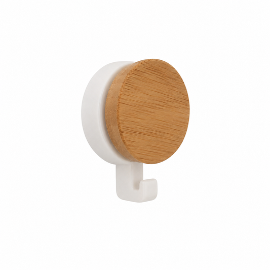 ASCEND 21 PureHook Türhaken Weiß & Holz – Moderner Türhänger ohne Bohren | Eleganter Kleiderhaken für Tür, Badezimmer & Schlafzimmer | Handtuchhalter für Bademantel im Scandi Design