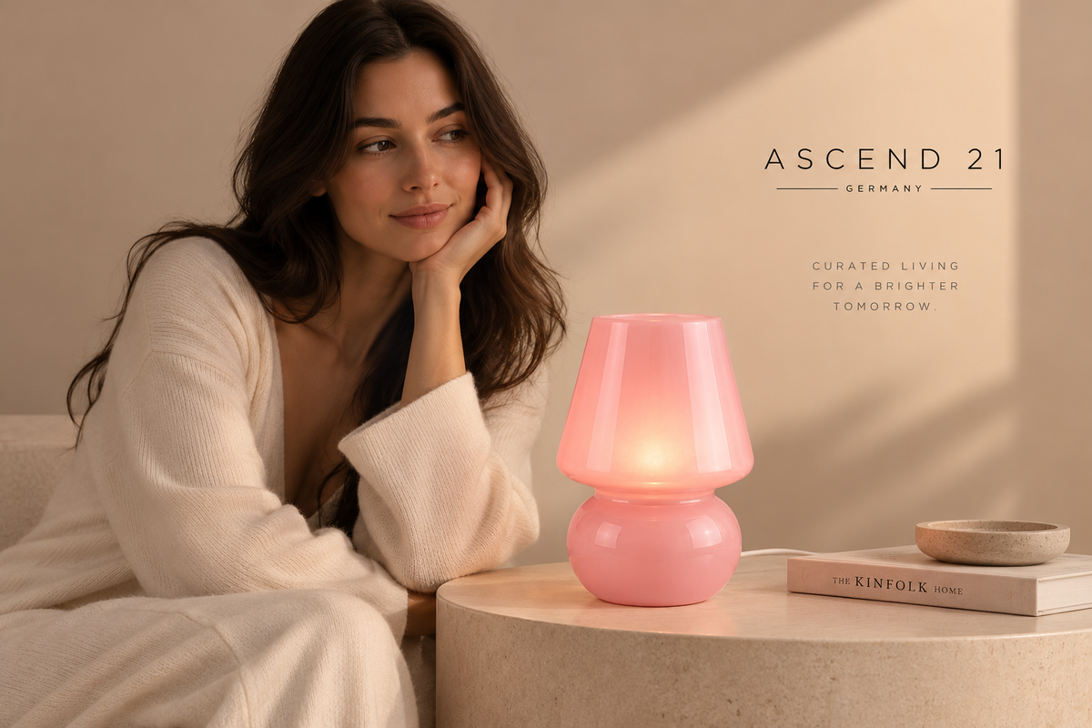 ASCEND 21 ROSÉ GLOW™ – Design-Tischlampe aus Glas in Rosa