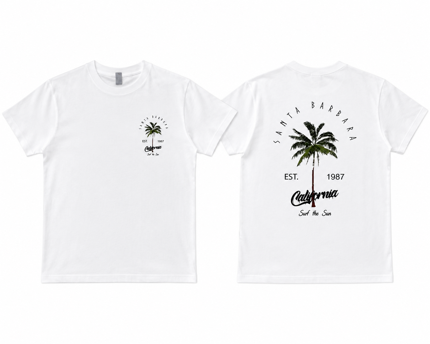 ASCEND 21 Santa Barbara Coastline T-Shirt Weiß – Damen & Herren Freizeitshirt Größe M | Minimalistisches Kurzarm-Shirt mit California Print | Casual Sommer Shirt für Alltag, Urlaub & Streetwear