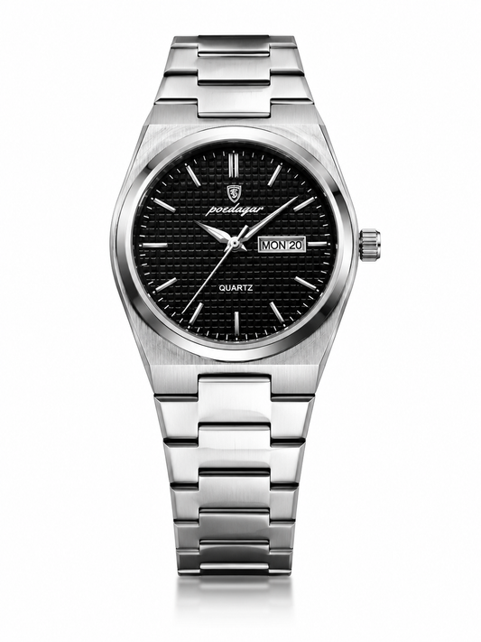 ASCEND 21 Poedagar Herren Armbanduhr – Elegante Uhr mit Edelstahl-Armband | Klassische Business Uhr für Männer | Zeitloses Design mit markantem Ziffernblatt | Modernes Herren Accessoire