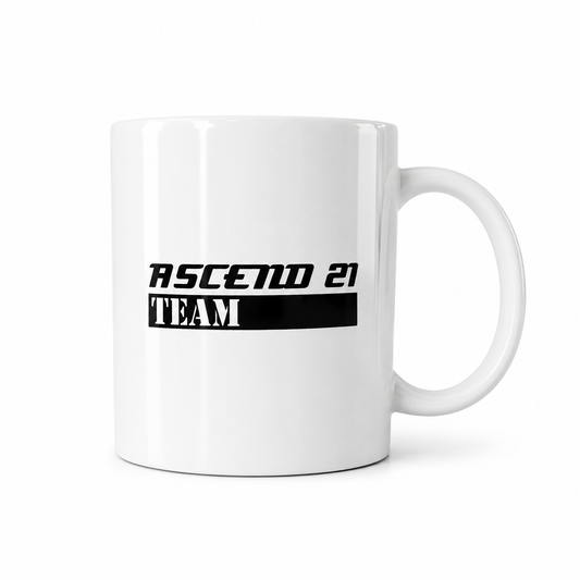 ASCEND 21 TEAM Coffee Mug – Keramik Kaffeetasse mit Logo Design | Moderner Becher für Kaffee & Tee | Bürotasse für Home Office, Arbeitsplatz & Alltag | Geschenkidee