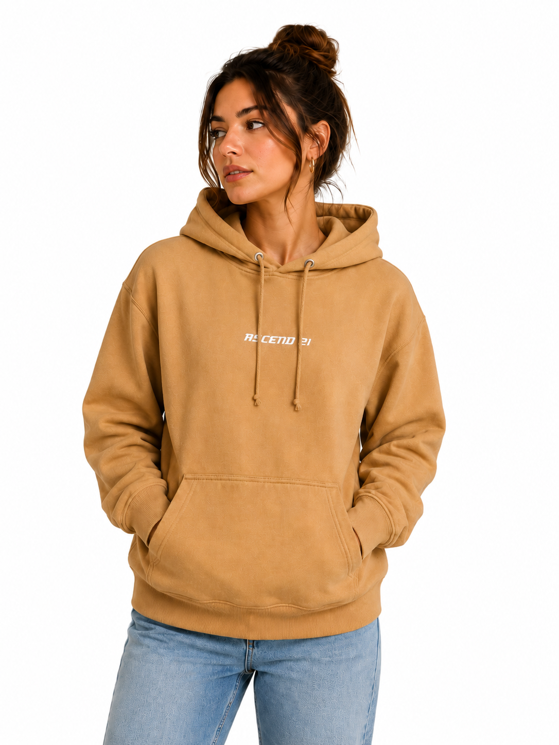 ASCEND 21 Essential Hoodie Herren & Damen – Premium Unisex Kapuzenpullover aus Baumwollmischung – Streetwear Hoodie mit Kängurutasche – Regular Fit – Sand/Camel