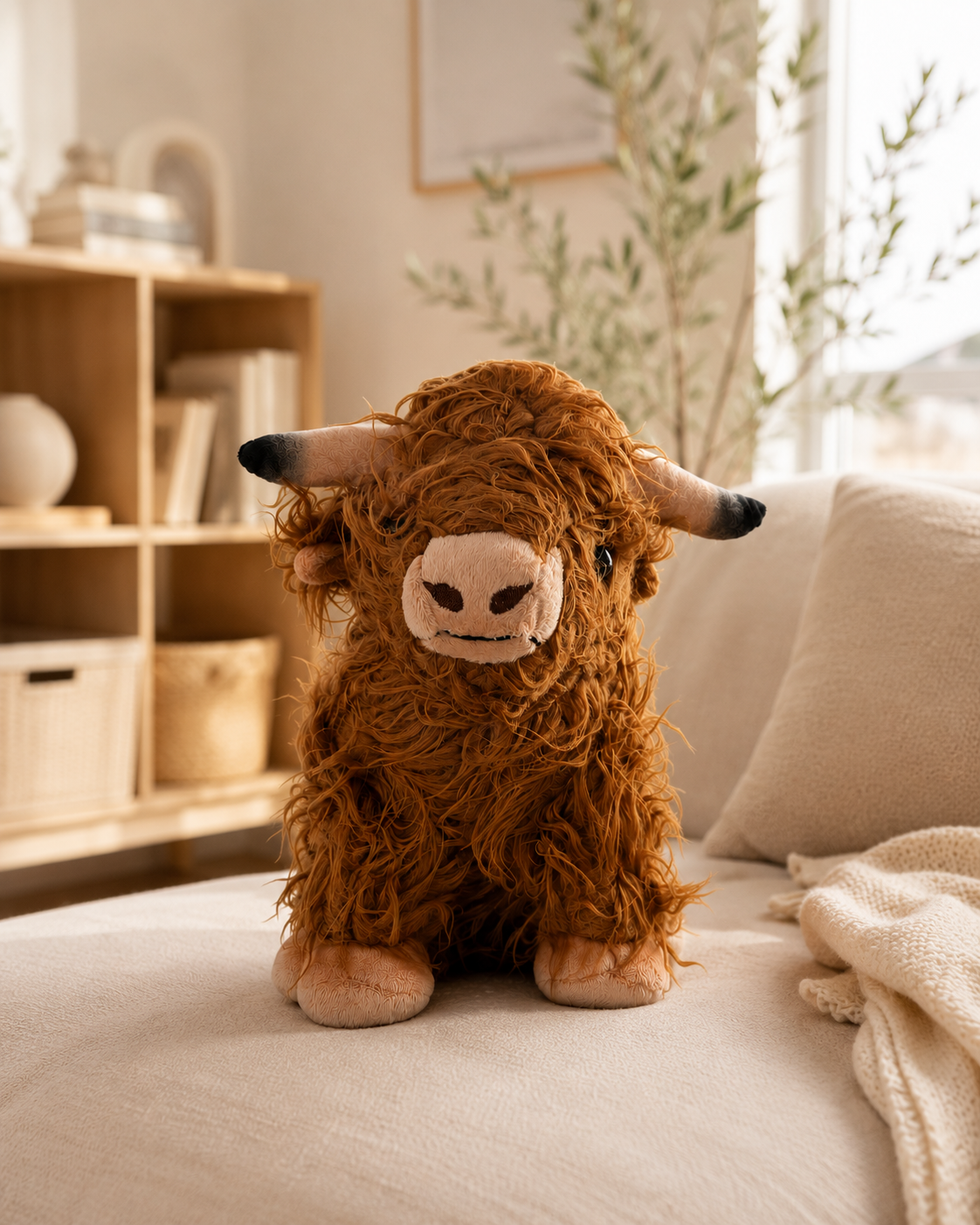 ASCEND 21 Milo™ Plüschkuh Braun – weiches Kuscheltier Kuh | flauschiges Stofftier als Geschenk & Deko | süßes Plüschtier für Kinderzimmer, Sofa & gemütliches Zuhause