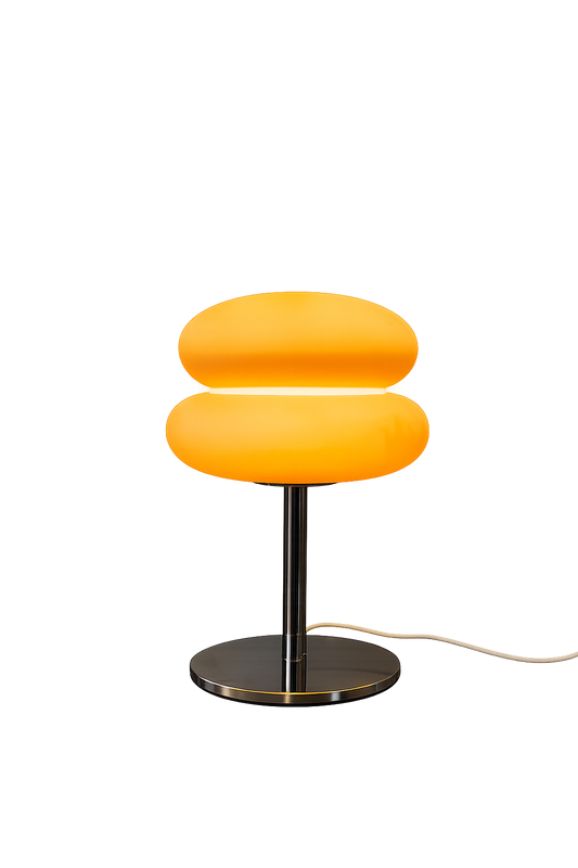 ASCEND 21 Aurora Glow – Futuristische Tischlampe mit orange-gelbem Kunststoffschirm, modernes Ambientelicht & Designleuchte für Wohnzimmer, Schlafzimmer und Büro