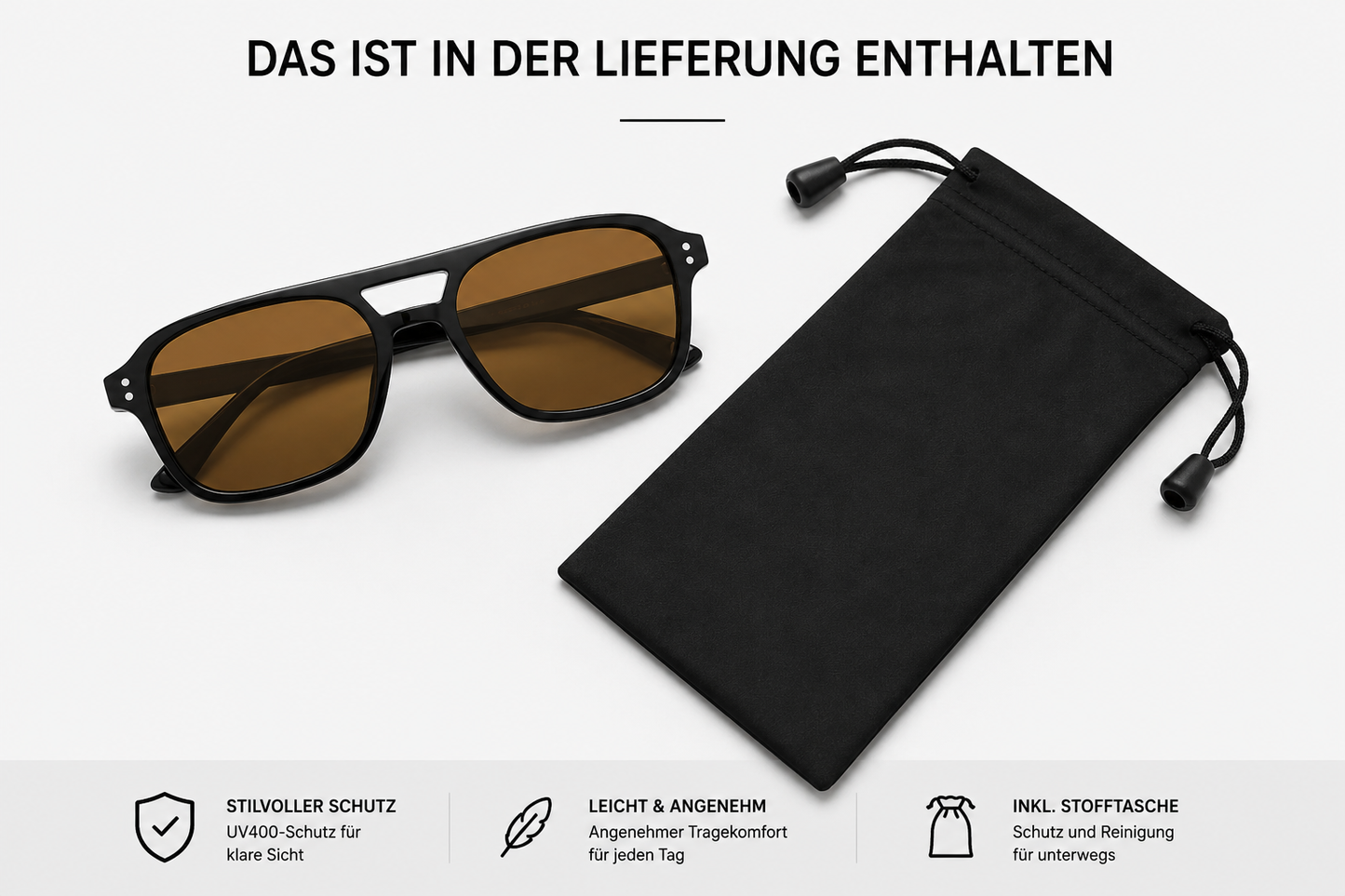ASCEND 21 Amber Classic Sonnenbrille – Klassische Damen & Herren Sonnenbrille mit warm getönten Gläsern, zeitloser Rahmen, stilvoll für Alltag & Urlaub