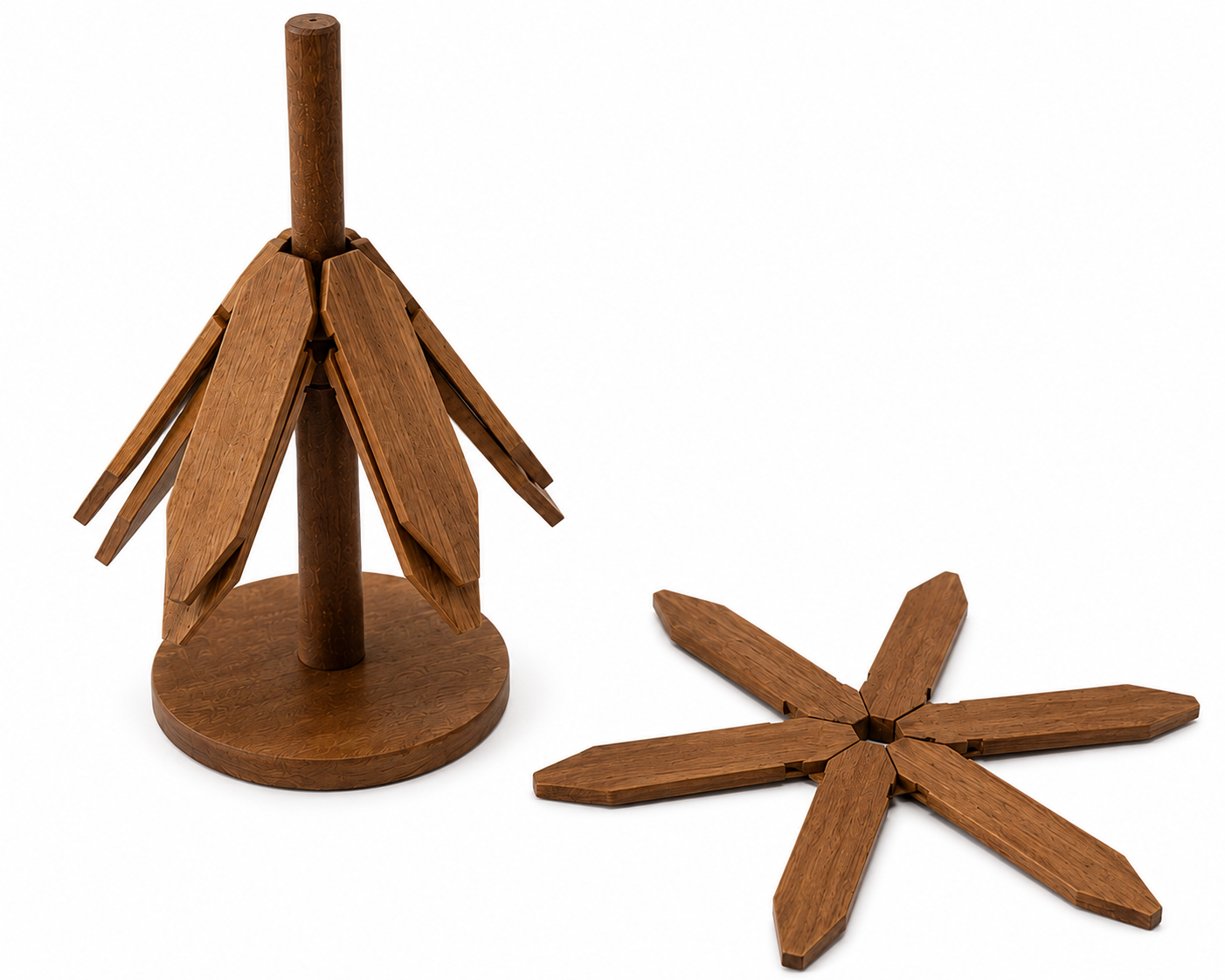 ASCEND 21 LIGNO PETAL™ Holz-Untersetzer Set, 3-teilig, dekorative Blütenform, Design-Untersetzer für Tassen, Teekannen, Kerzen und kleine Töpfe, Holz-Dekoration für Tisch und Küche
