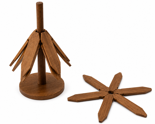 ASCEND 21 LIGNO PETAL™ Holz-Untersetzer Set, 3-teilig, dekorative Blütenform, Design-Untersetzer für Tassen, Teekannen, Kerzen und kleine Töpfe, Holz-Dekoration für Tisch und Küche