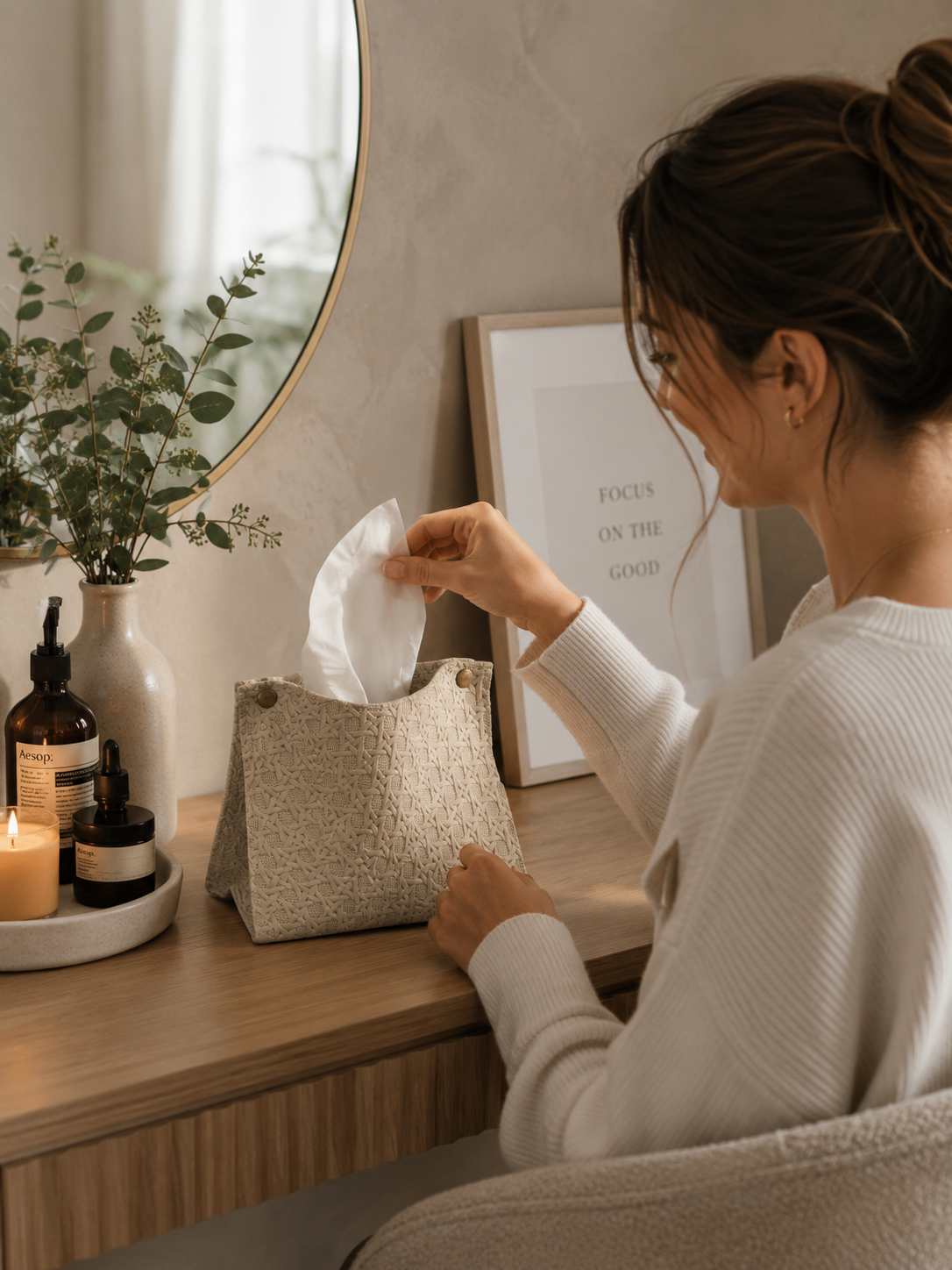 SOFTBOX HOME Kosmetiktuchbox – Moderne Tücherbox in Design-Optik | Stilvolle Tissue Box für Badezimmer, Wohnzimmer, Schlafzimmer und Büro