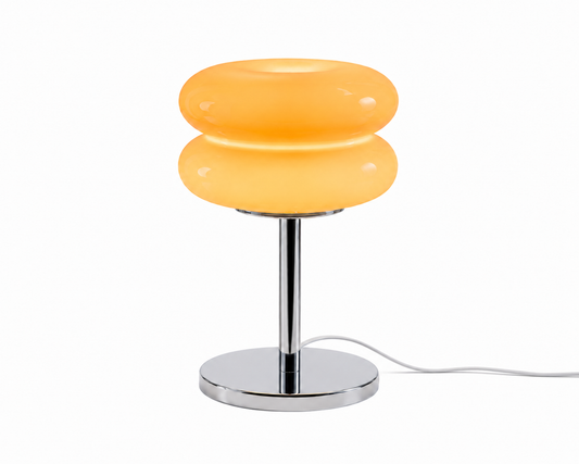 Aurora Flame - Tischlampe - Chromfuß & Kabel – Retro Look
