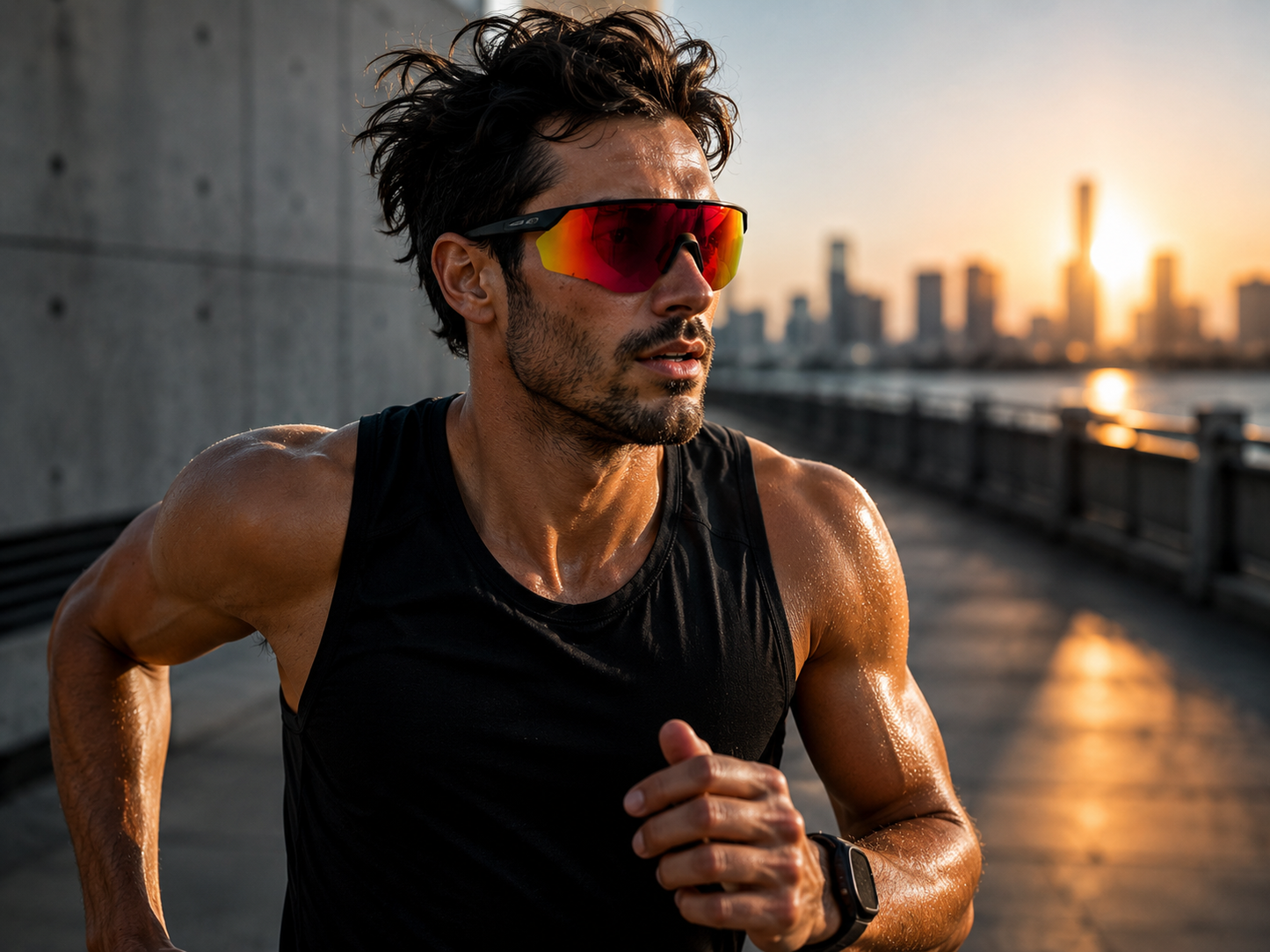 ASCEND 21 PulseRun™ Performance Sonnenbrille Rot – Sport Sonnenbrille für Damen & Herren – Leichte Laufbrille für Running, Radfahren, Outdoor, Fitness & Freizeit – Modernes Sportdesign
