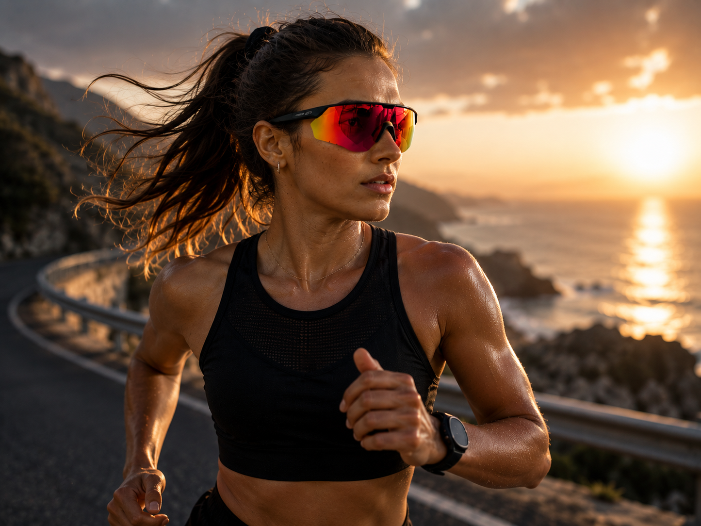 ASCEND 21 PulseRun™ Performance Sonnenbrille Rot – Sport Sonnenbrille für Damen & Herren – Leichte Laufbrille für Running, Radfahren, Outdoor, Fitness & Freizeit – Modernes Sportdesign
