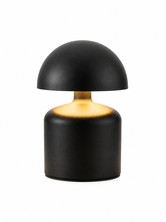 ASCEND 21 Noir Lume – Mobile Pilzlampe aus Metall, Mattschwarz, Modernes Design, Warmes LED-Licht, Dekorative Tischlampe für Wohnzimmer, Schlafzimmer, Büro & Café