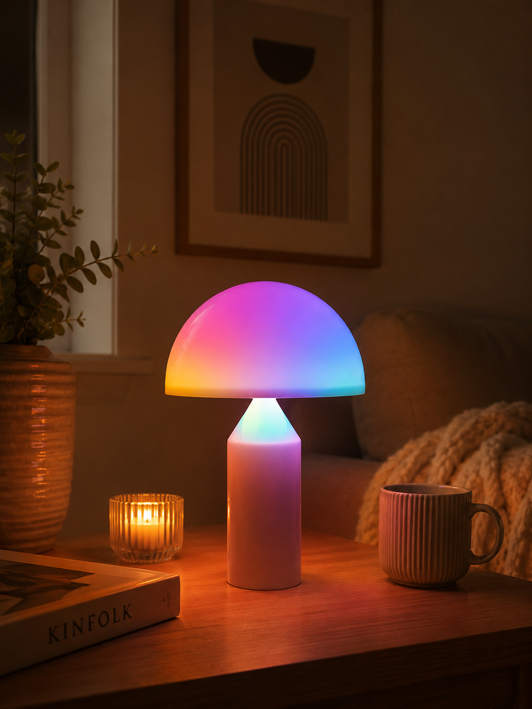 ASCEND21 Mushroom Groove Pilzlampe – Bunte LED Tischlampe mit 7 Farbmodi & Lichteffekten – Dekorative Retro Tischleuchte für Wohnzimmer, Schlafzimmer, Gaming Zimmer & Sommer Deko