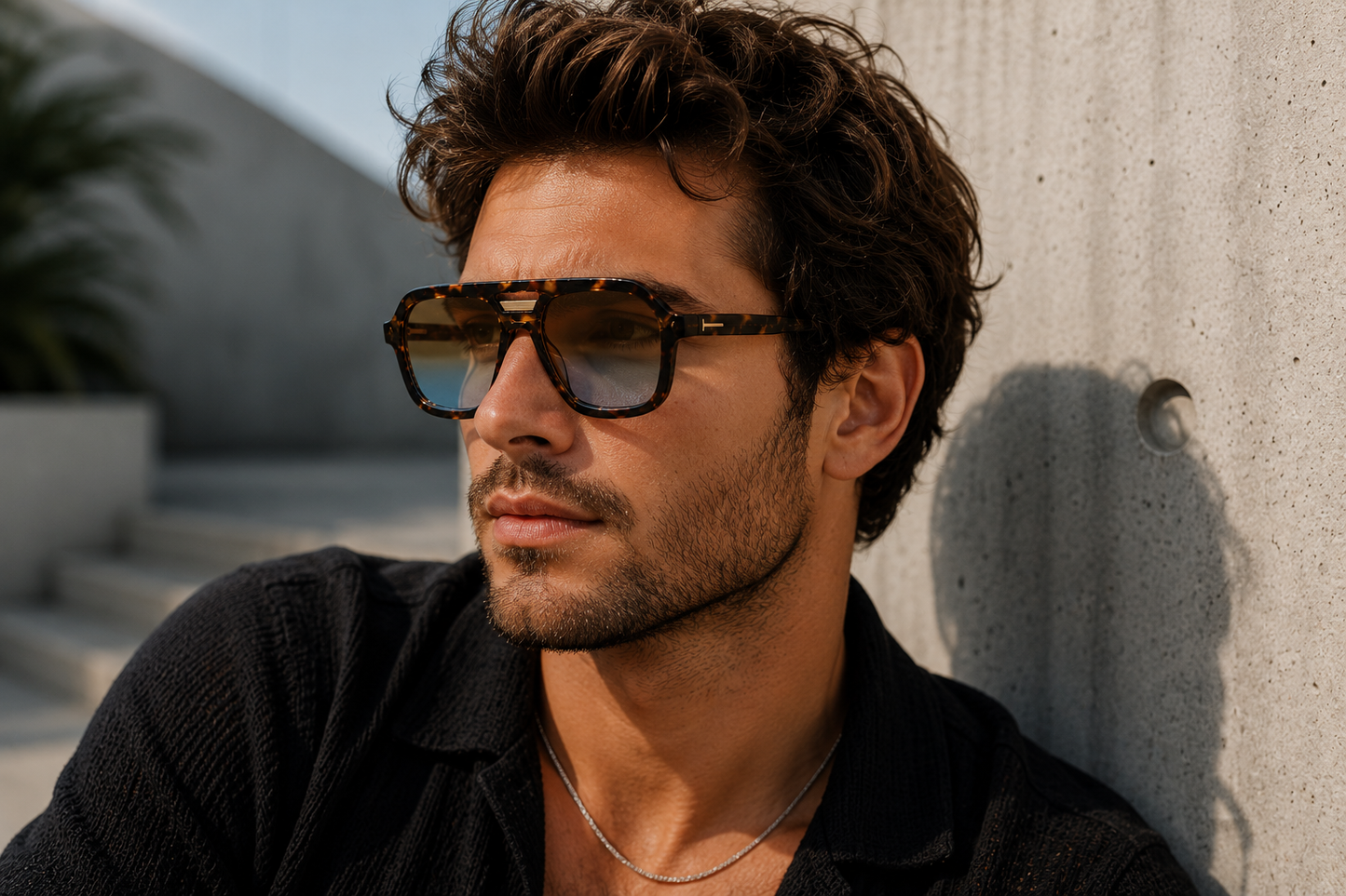 ASCEND21 Azure Frame II Sonnenbrille – Unisex Sonnenbrille mit blauen Gläsern & geflecktem Design – Leichte Retro Sonnenbrille für Sommer, Reisen, Freizeit & City-Looks