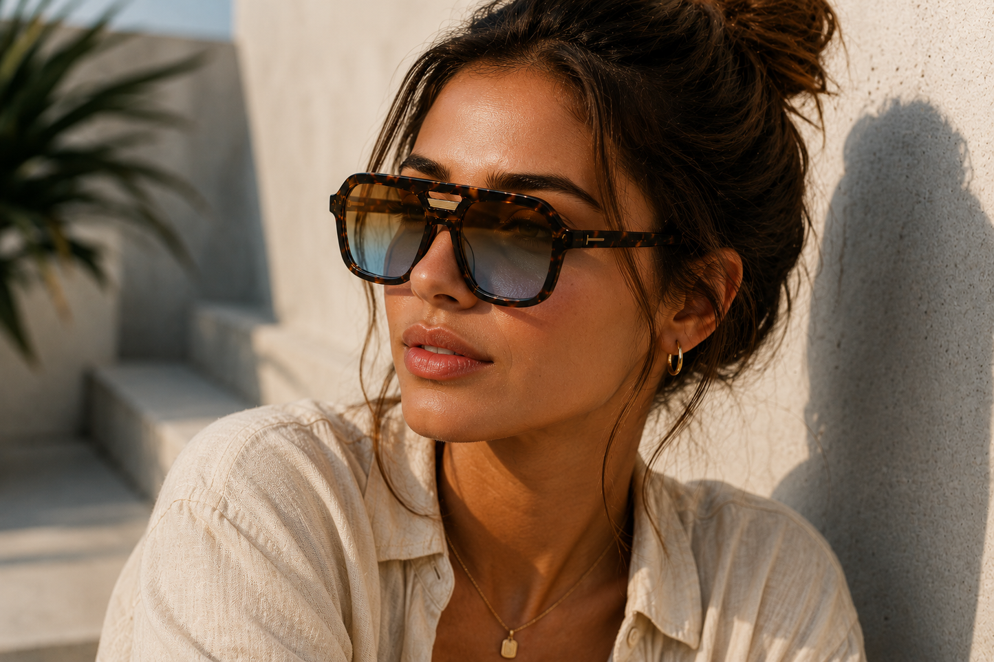 ASCEND21 Azure Frame II Sonnenbrille – Unisex Sonnenbrille mit blauen Gläsern & geflecktem Design – Leichte Retro Sonnenbrille für Sommer, Reisen, Freizeit & City-Looks