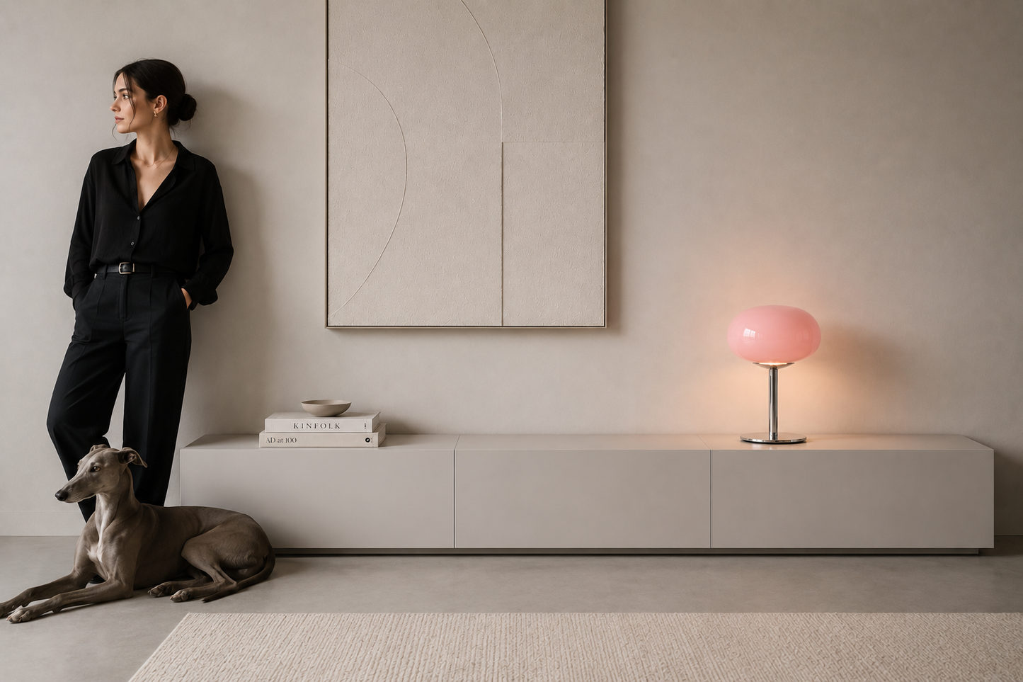 ASCEND 21 Rosé Aura – Moderne Design-Tischlampe aus Metall & Glasoptik – Rosa Pilzlampe Ø 20 cm – 28 cm Höhe – Elegante Deko-Leuchte für Wohnzimmer, Schlafzimmer & Sideboard