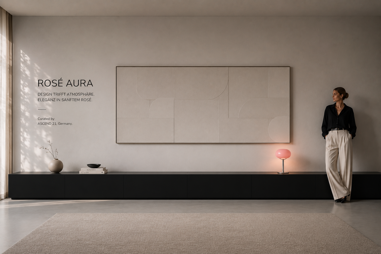 ASCEND 21 Rosé Aura – Moderne Design-Tischlampe aus Metall & Glasoptik – Rosa Pilzlampe Ø 20 cm – 28 cm Höhe – Elegante Deko-Leuchte für Wohnzimmer, Schlafzimmer & Sideboard
