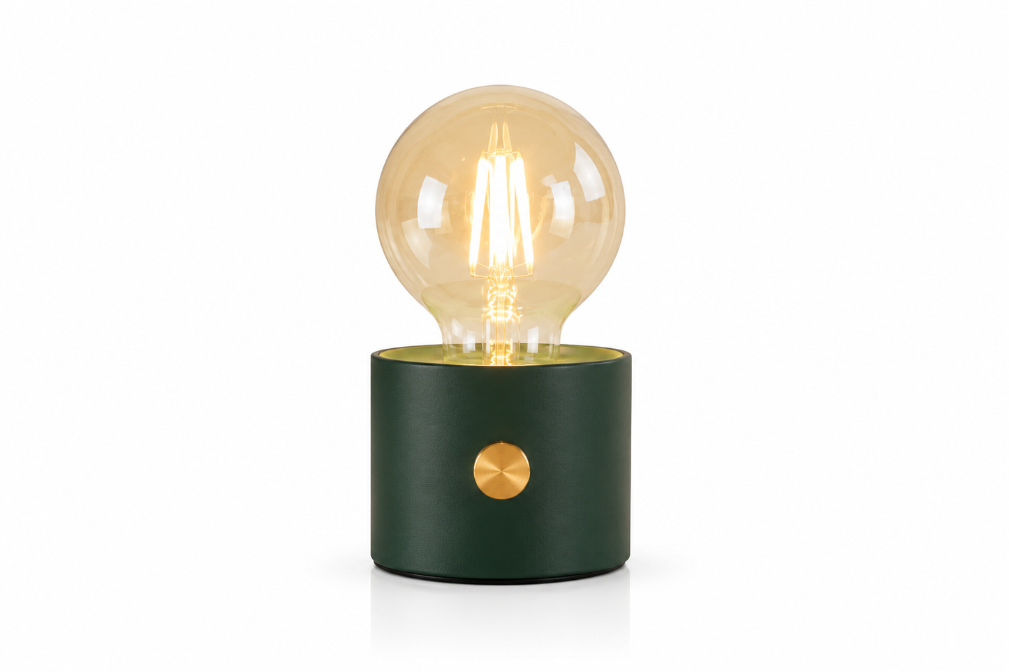 ASCEND 21 Edison Glow Green – Design-Tischlampe mit Glühbirne – Grüne Deko-Leuchte im Retro-Stil – Kunststoffgehäuse – Batteriebetrieben – Glühbirne inklusive – 14,5 x 8 cm