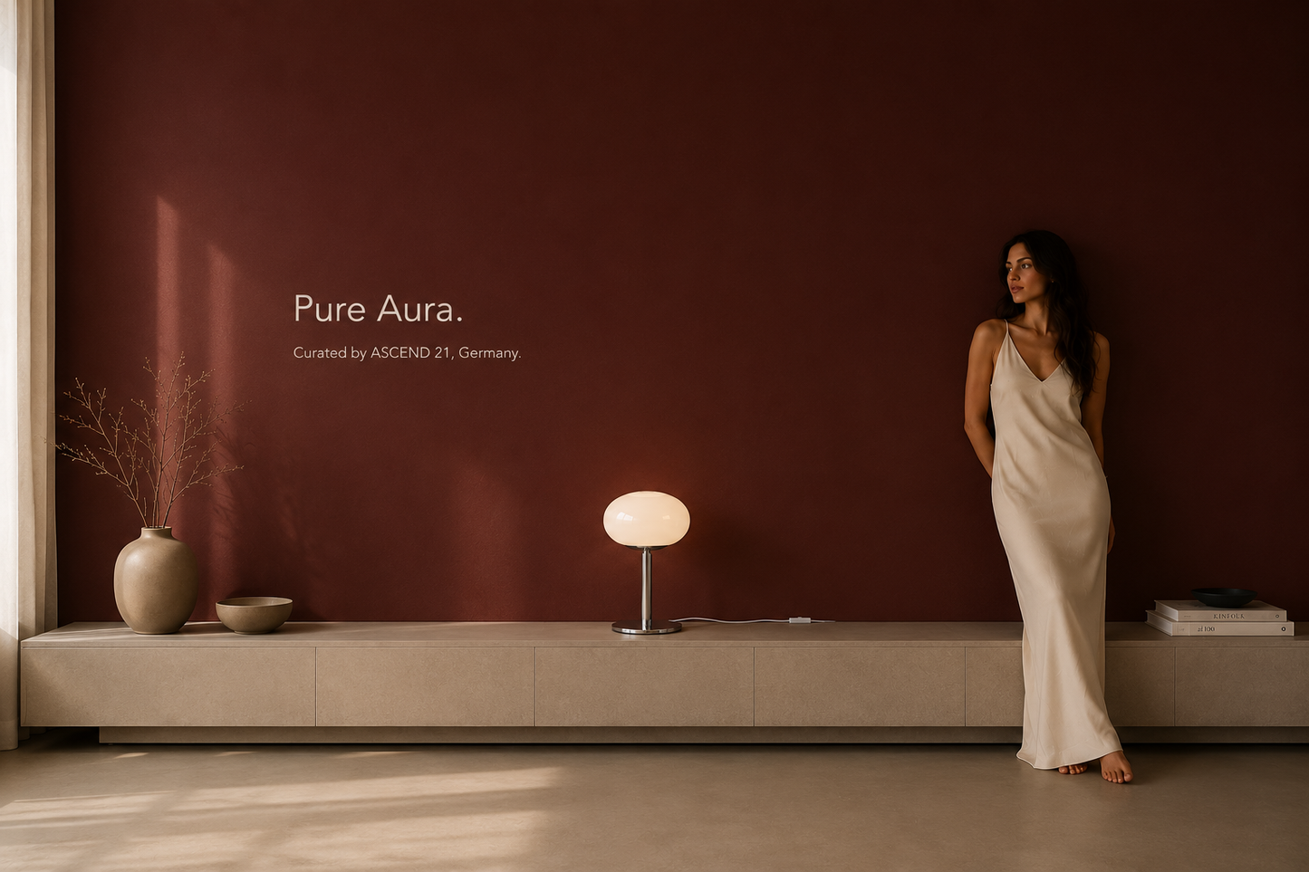 ASCEND 21 Pure Aura – Weiße Design-Tischlampe aus Glas mit poliertem Chromfuß – 28 cm – Moderne Pilzlampe im Mid-Century Stil – Elegante Nachttischlampe & Wohnraumleuchte