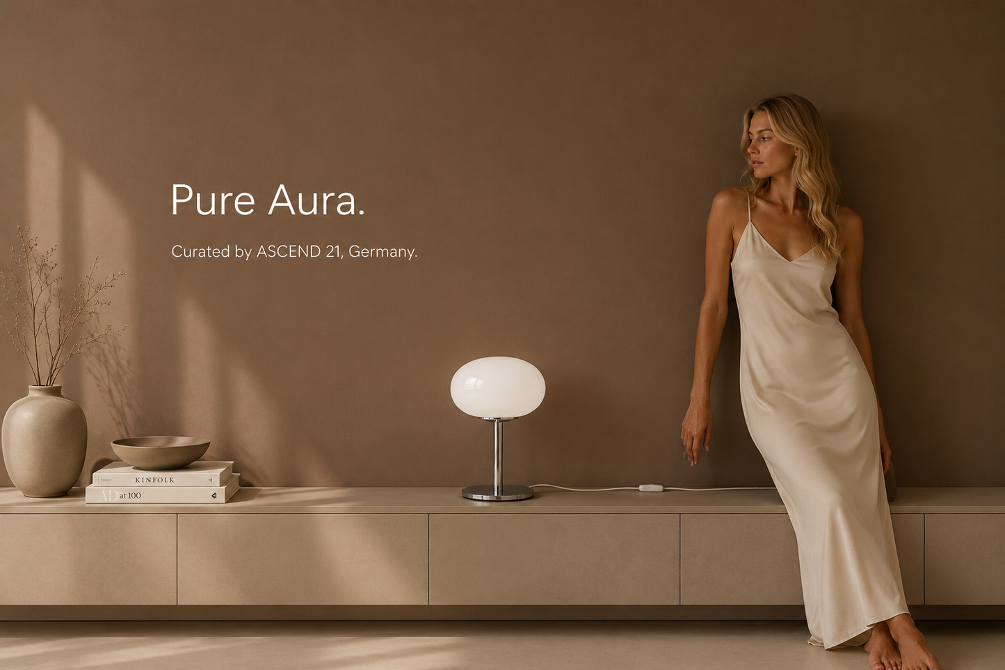 ASCEND 21 Pure Aura – Weiße Design-Tischlampe aus Glas mit poliertem Chromfuß – 28 cm – Moderne Pilzlampe im Mid-Century Stil – Elegante Nachttischlampe & Wohnraumleuchte