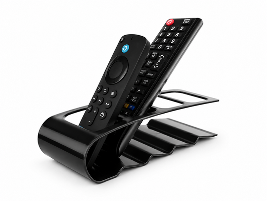 ASCEND 21 RemoteDock Black – Fernbedienungs-Organizer aus Kunstleder – Moderner Tisch-Organizer mit mehreren Fächern für Fernbedienungen, Smartphone & Zubehör – Schwarz