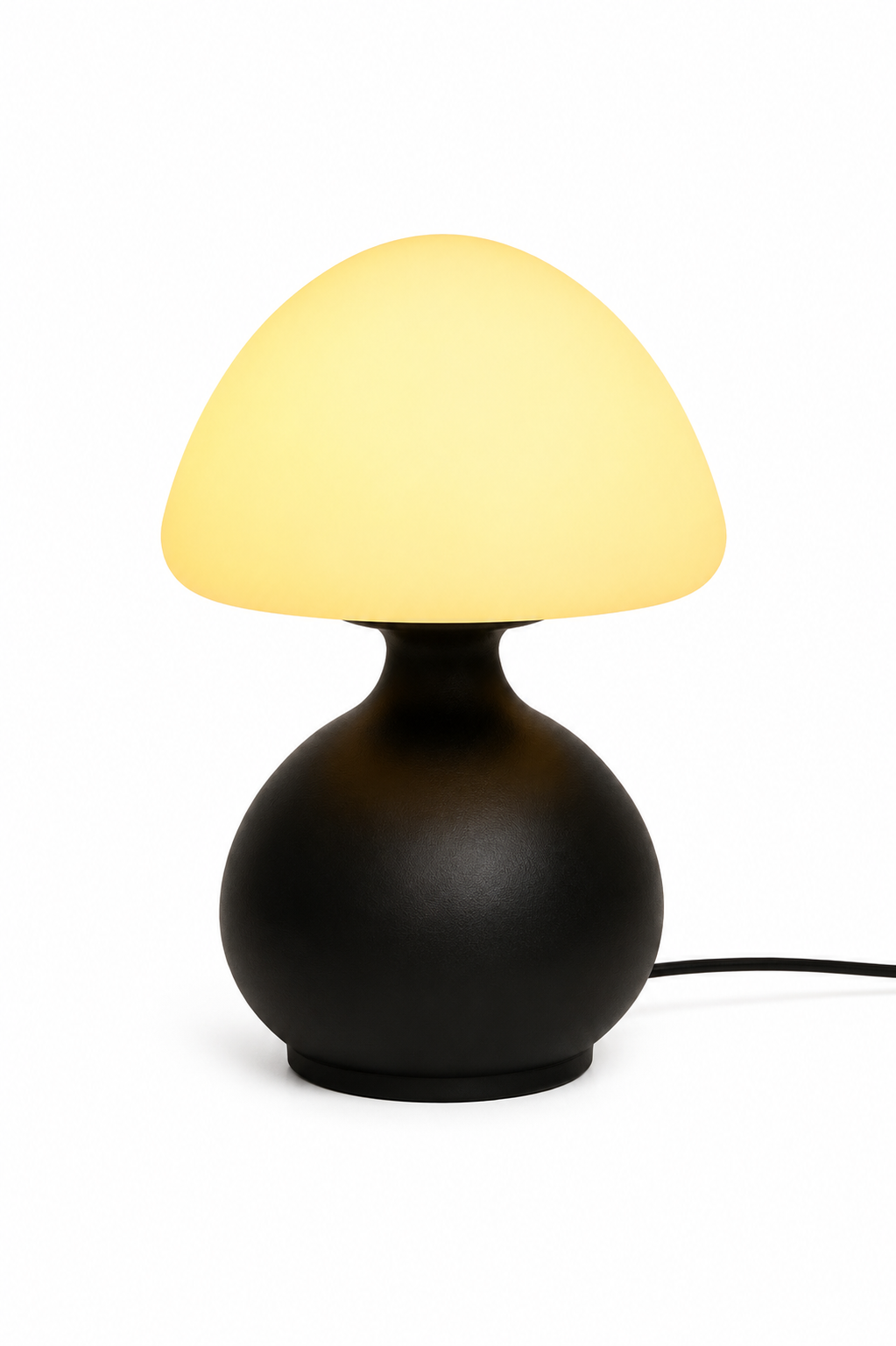 ASCEND 21 Eclipse Glow – Schwarze Design Pilzlampe mit LED – Minimalistische Tischlampe im Mid-Century Stil – USB-Tischlampe mit 3 Lichtfarben & Dimmfunktion – 19,5 cm – Modernes Wohnaccessoire