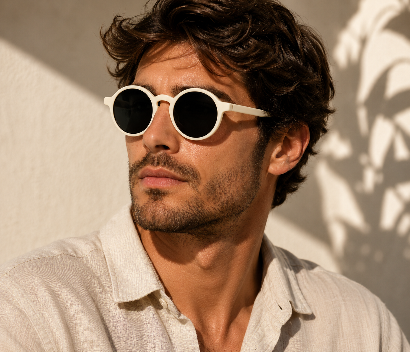ASCEND 21 Soléa Deko-Sonnenbrille Beige-Weiß – Mediterrane Dekobrille im minimalistischen Design – Stilvolles Wohnaccessoire für Regal, Sideboard, Schaufenster & Fotostyling