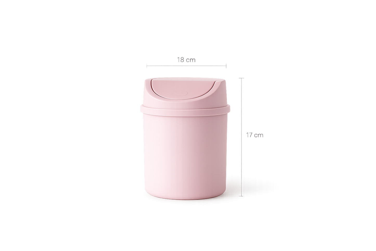 ASCEND 21 Aura Bin – Design Schwingdeckeleimer in Soft Pink – 17 x 13 cm – Moderner Kosmetikeimer aus Kunststoff – Minimalistischer Mülleimer für Bad, Schreibtisch, Schminktisch & Büro