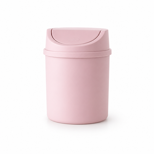 ASCEND 21 Aura Bin – Design Schwingdeckeleimer in Soft Pink – 17 x 13 cm – Moderner Kosmetikeimer aus Kunststoff – Minimalistischer Mülleimer für Bad, Schreibtisch, Schminktisch & Büro