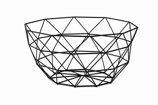 ASCEND 21 Geo Frame – Geometrischer Design-Obstkorb aus Metall – Moderner Drahtkorb für Obst, Brot & Snacks – Dekorativer Metallkorb für Küche, Esstisch & Sideboard – Schwarz