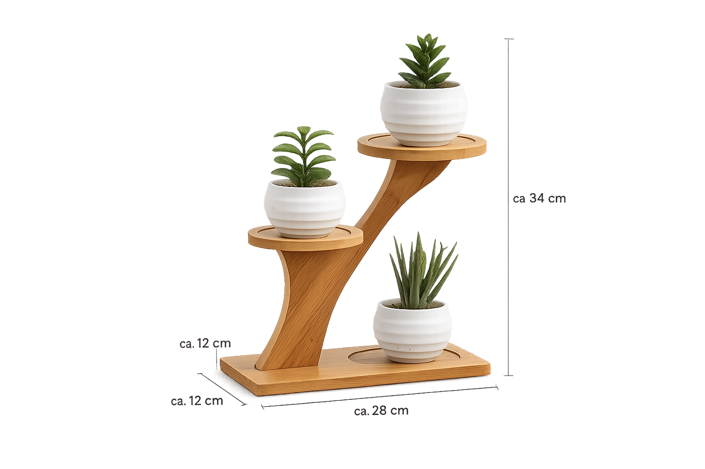 ASCEND 21 Nordic Grove – Bambus Pflanzenständer mit 3 Ebenen – Minimalistisches Pflanzenregal für Sukkulenten, Kakteen & Dekoration – Moderner Blumenständer für Wohnzimmer, Büro & Küche