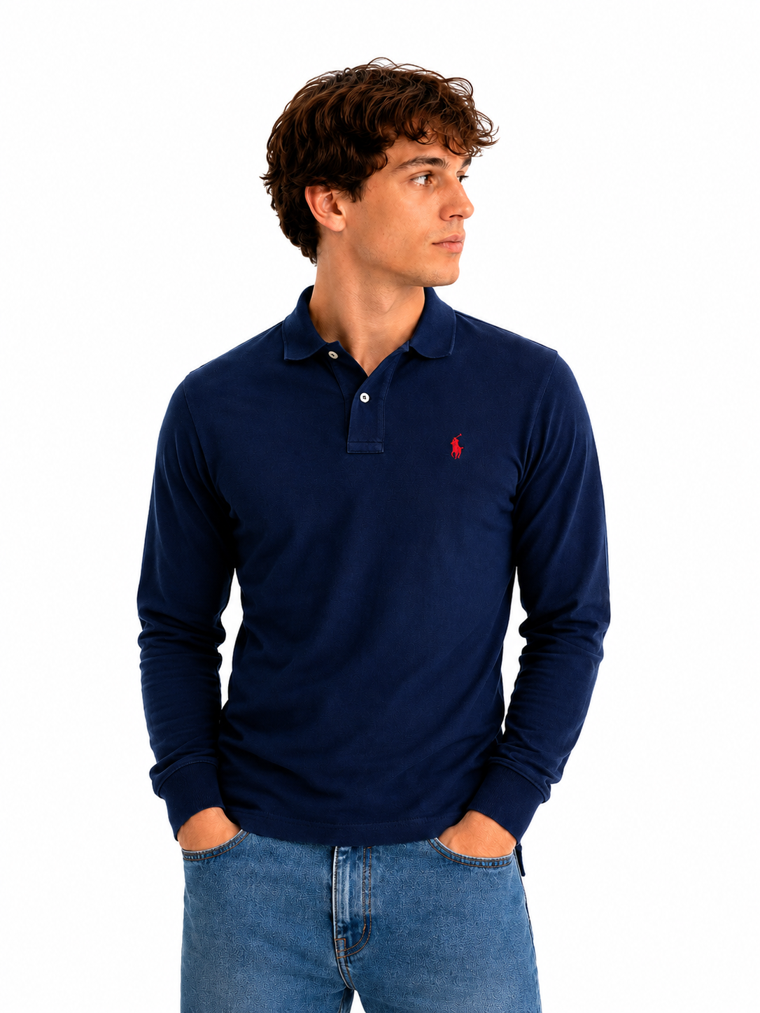Polo Ralph Lauren Langarm Poloshirt Dunkelblau Größe S