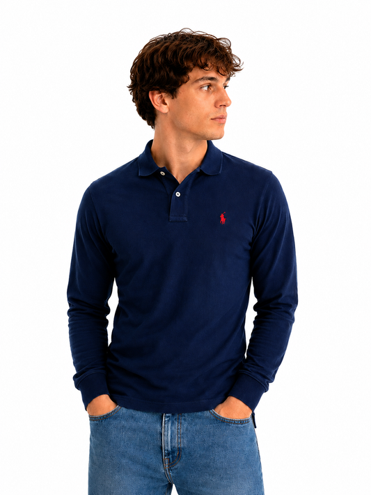 Polo Ralph Lauren Langarm Poloshirt Dunkelblau Größe S