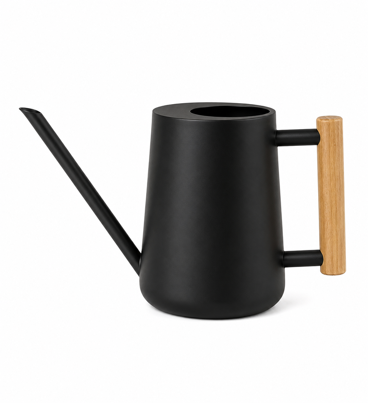 ASCEND 21 NoirFlow™ Design Gießkanne – Mattschwarze Metall Gießkanne mit Echtholzgriff | Elegantes Pflanzen Zubehör für Zimmerpflanzen | Skandi, Japandi & Urban Jungle Wohnaccessoire