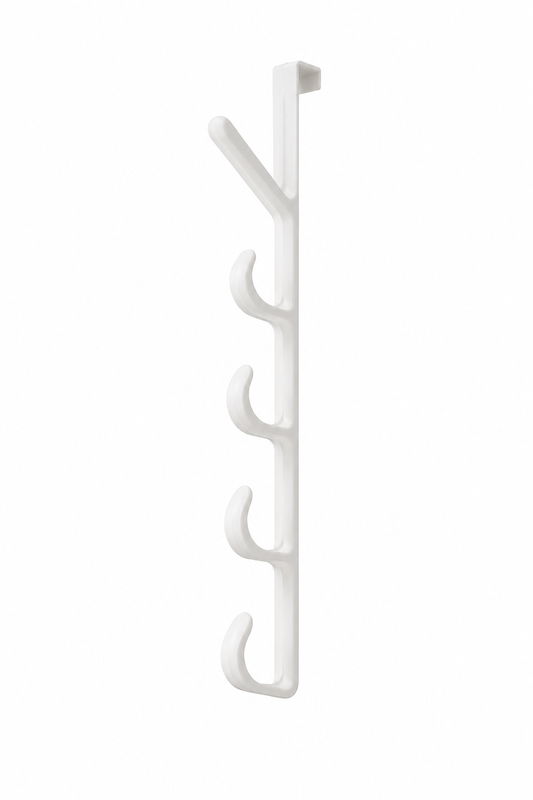 ASCEND 21 DoorLine White™ Türgarderobe – Türhaken ohne Bohren für bis zu 5 Jacken | Platzsparender Kleiderhaken für Tür | Garderobenleiste für Schlafzimmer, Bad, Kinderzimmer & Flur