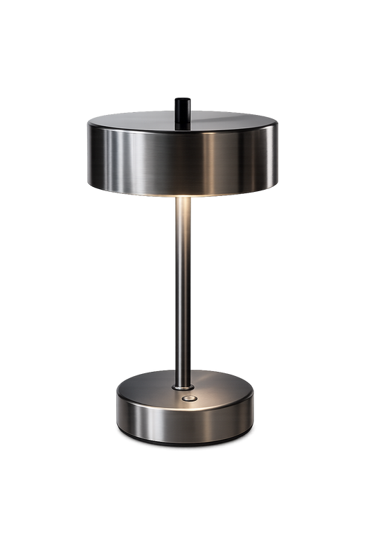 ASCEND21 Steel Dot™ LED Tischlampe aus Metall – Akku Tischleuchte mit Touch-Dimmer, Warmweißes Licht, USB-C Aufladbar, Kabellose Designlampe für Schreibtisch, Nachttisch, Balkon & Wohnzimmer