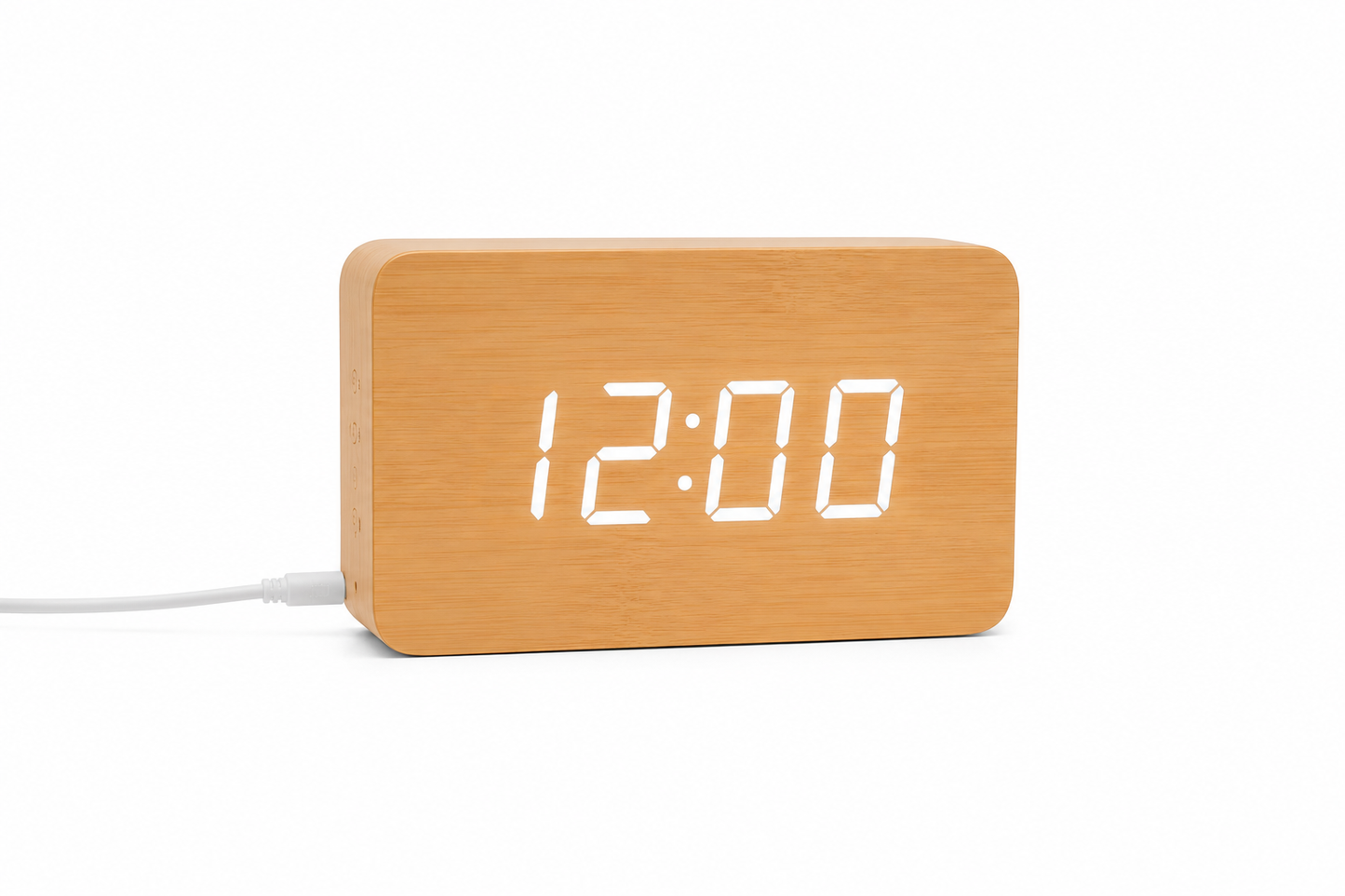 ASCEND 21 Nordic Hour – Digitaler LED Holzwecker mit Temperaturanzeige – Moderner Holz Wecker mit LED Display – Sprachsteuerung – Einstellbare Helligkeit – USB Tischuhr für Schlafzimmer, Büro & Wohnzimmer