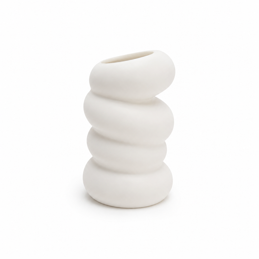 Whirlwind Weiß™ Design Vase – Moderne Twist Vase im skandinavischen Stil | Weiße Deko Vase für Trockenblumen & Blumen | Minimalistische Wohnzimmer Deko | Nordic Interior Accessoire