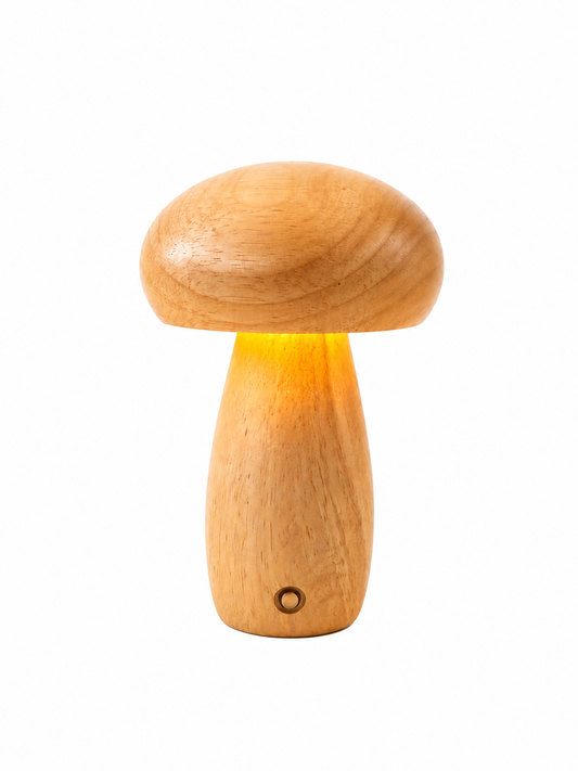 ASCEND 21 Mini Pilzlampe Natural Light – LED Tischlampe in Holzoptik, dimmbar mit 3 Lichtfarben, Retro Pilzlampe als Nachttischlampe, Nachtlicht & Wohnzimmer Deko