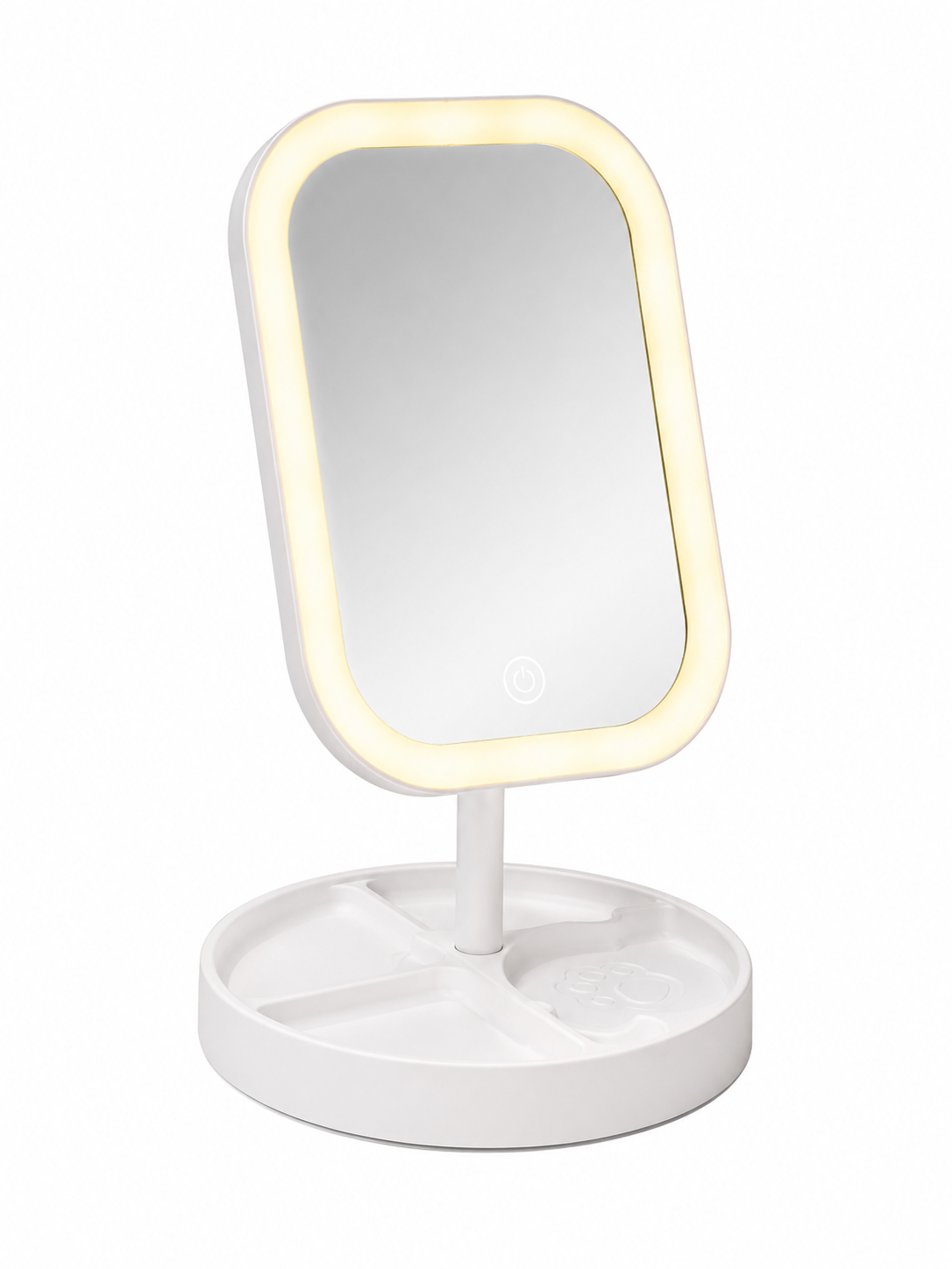 StudioGlow Stand LED Kosmetikspiegel mit Beleuchtung – Großer Schminkspiegel mit Standfuß – Dimmbarer Make-up Spiegel mit verschiedenen Lichtmodi – Wiederaufladbar USB-C – Weiß