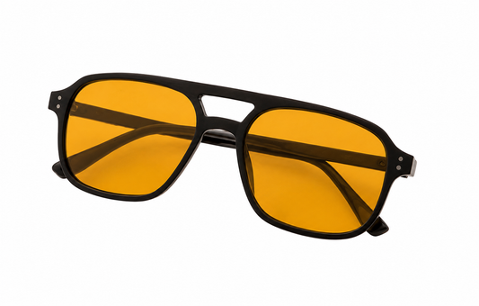 ASCEND 21 Gelbe Deko Sonnenbrille – Vintage Style Brille mit gelben Gläsern – Retro Fashion Sonnenbrille für Festival, Auto, Outfit & Streetwear