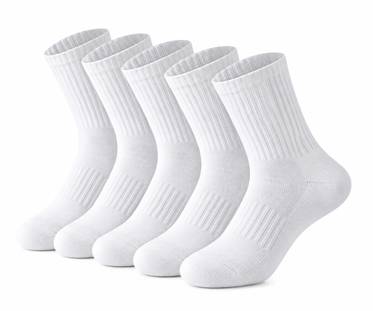 ASCEND 21 Core Socks White – Klassische weiße Sportsocken im 5er-Set
