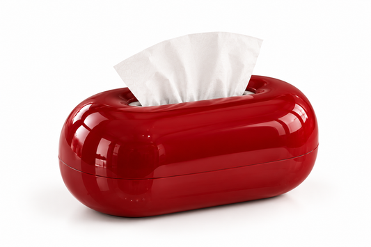 ASCEND 21 VELORA – Premium Design Tissue Box Burgundy Red | Hochglänzende Kosmetiktücherbox in Weinrot | Moderner Taschentuchspender mit organischer Form | Dekorative Taschentuchbox für Wohnzimmer, Bad & Büro