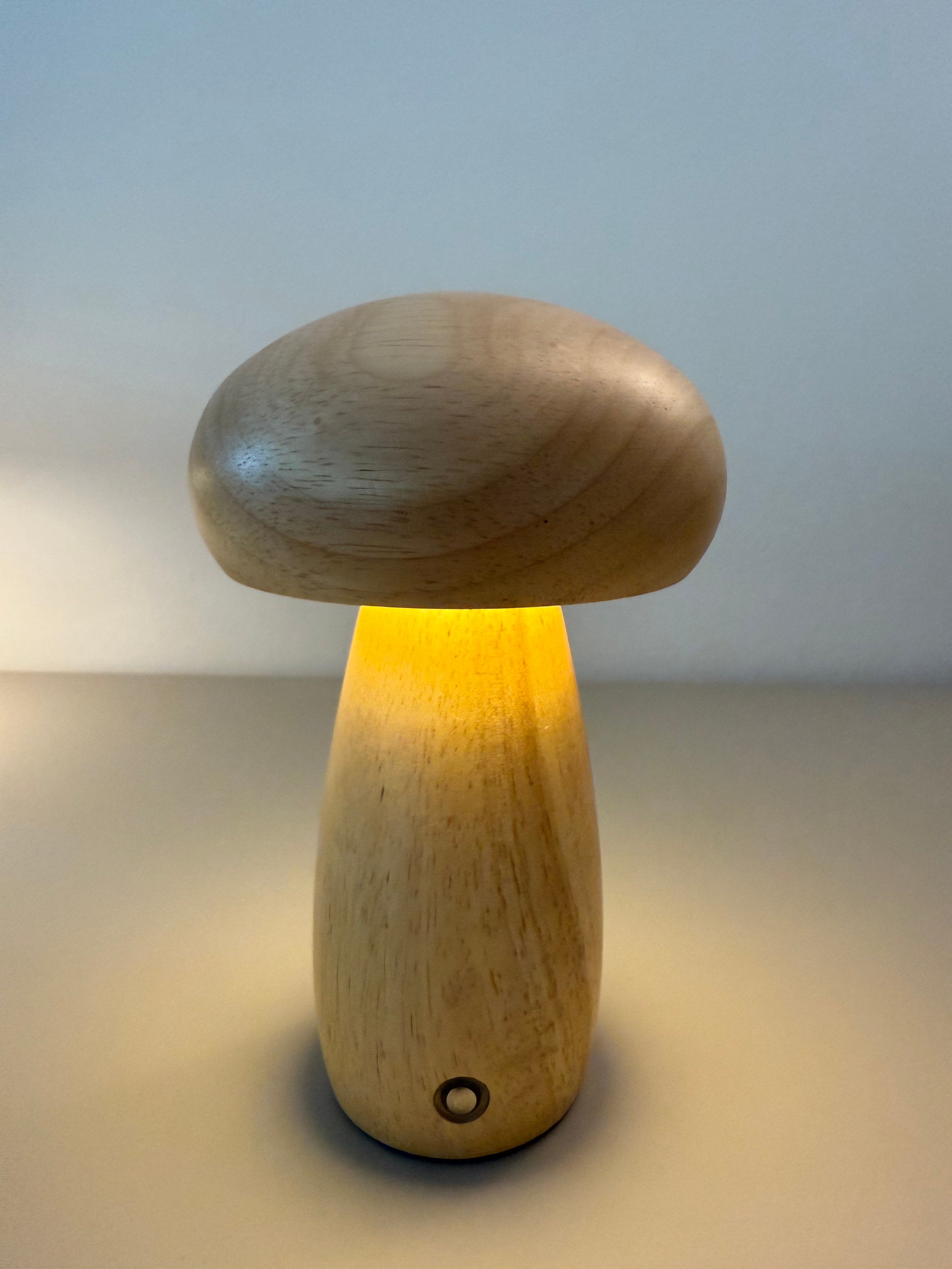 Mini Akku-Pilzlampe "Natural Light" - warmes Holzdesign