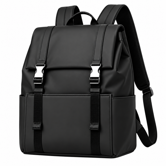 ASCEND 21 Urban Voyager Rucksack Schwarz – Moderner Business Rucksack für Herren & Damen – Minimalistischer Laptop Rucksack mit Schnallenverschluss – Reiserucksack für Büro, Uni & Alltag – 46 x 35 x 15 cm