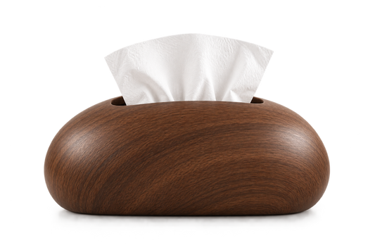 ASCEND 21 NUVORA – Premium Design Tissue Box Dark Walnut | Dekorative Kosmetiktücherbox in Walnussholzoptik | Organisch geformter Taschentuchspender | Moderne Taschentuchbox für Wohnzimmer, Schlafzimmer & Büro